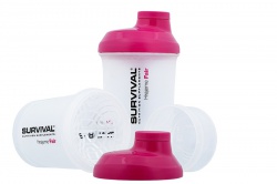 Survival Šejkr transparentní so zásobníkmi 300 + 150 ml - ružový