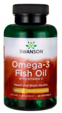 Swanson Omega 3 s vitamínem D 60 kapsúl