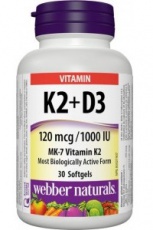 Webber Naturals K2 + D3 30 kapsúl