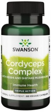 Swanson Cordyceps Complex with Reishi and Shiitake Mushrooms 60 kapsúl VÝPREDAJ