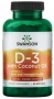 Swanson Vitamín D3 s kokosovým olejom 2000 IU 60 kapsúl