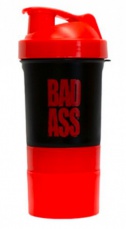 Bad Ass Smart Shaker 400 ml so zásobníkom červený/čierny