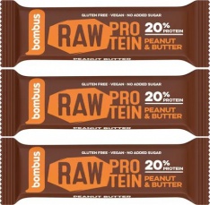 Bombus Raw Protein bar 3 x 50 g - arašidové maslo