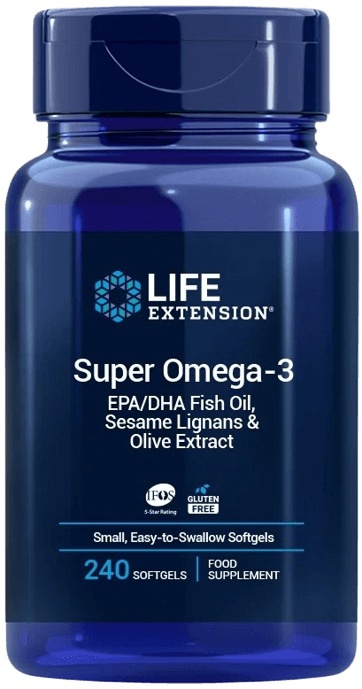Life Extension Super Omega-3 EPA/DHA Fish Oil, Sesame Lignans & Olive ...