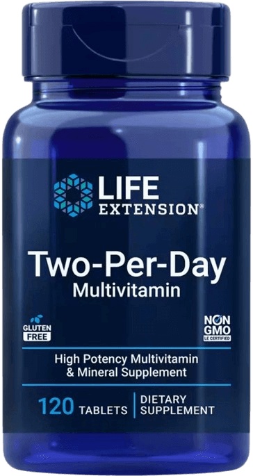 Life extension two-per-day multivitamin